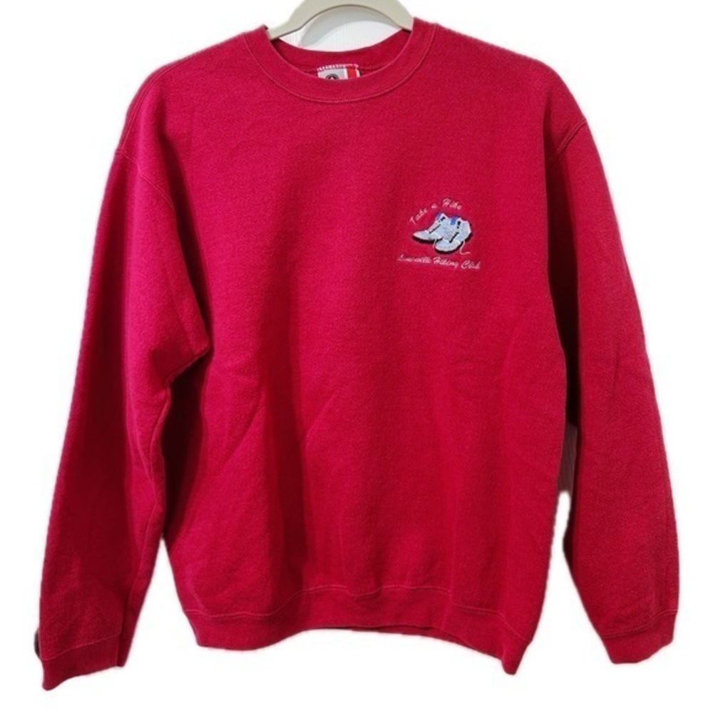 Vintage Louisville Hiking Club Embroidered Sweatshirt in Red